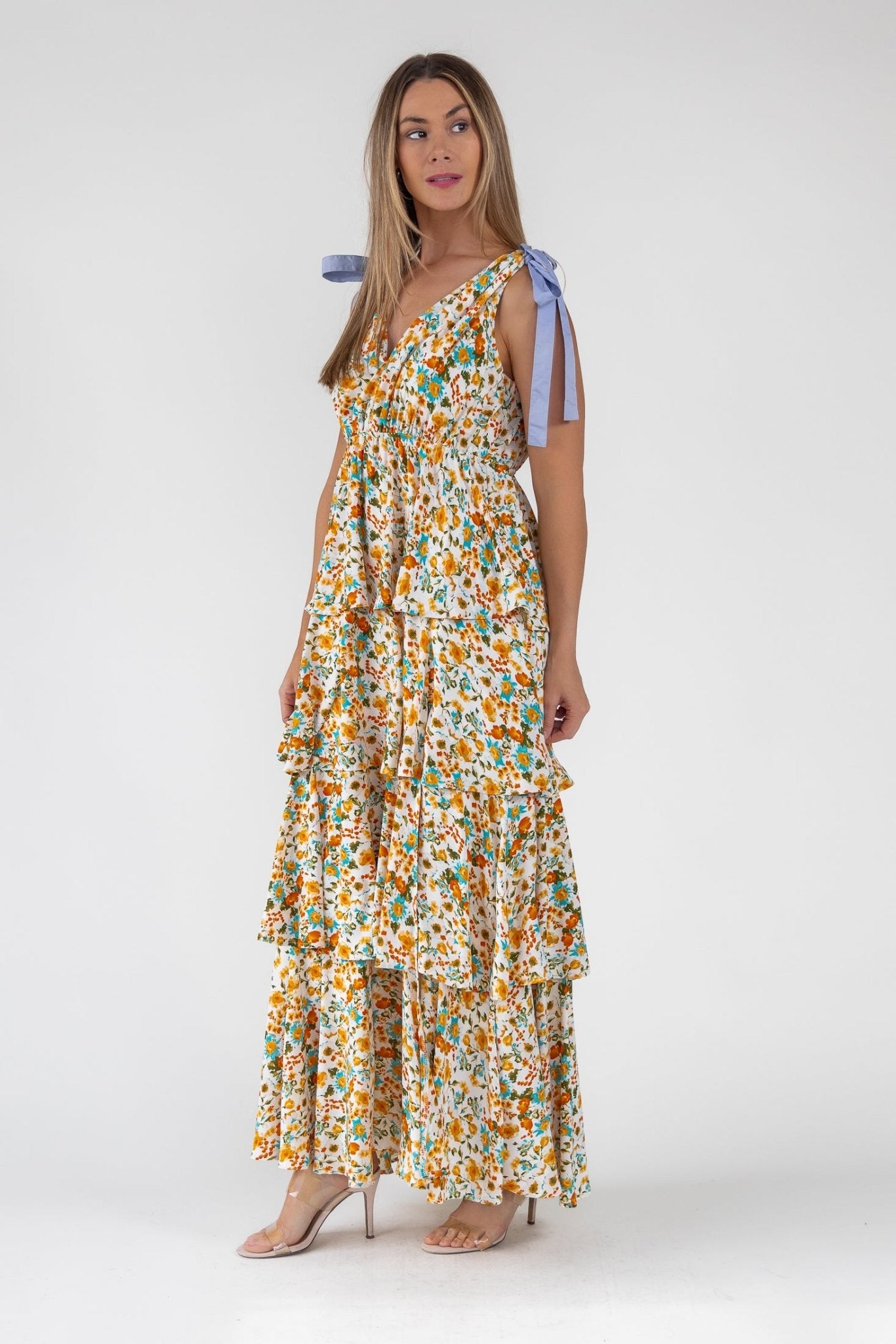 Shaina Yellow Floral Maxi Dress - Final Sale - JO+CO