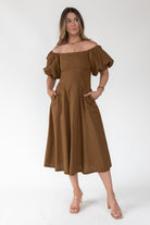 Sienna Coconut Off - Shoulder Midi Dress - Final Sale - JO+CO
