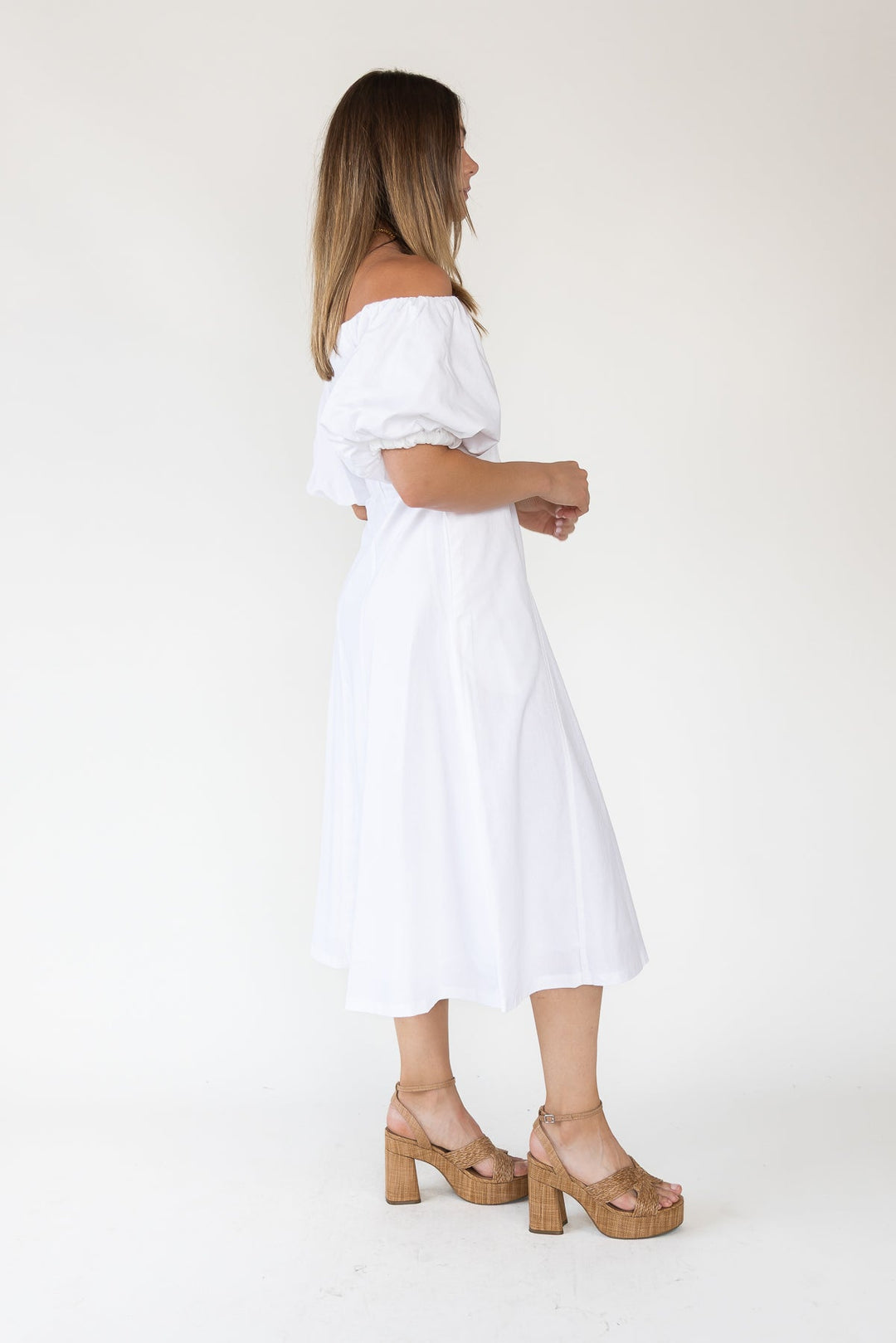 Sienna Ivory Off Shoulder Midi Dress - Final Sale - JO+CO
