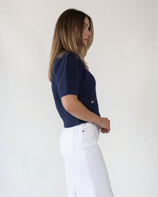 Simone Navy Waffle Knit Sweater - Final Sale - JO+CO
