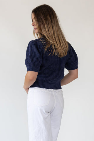 Simone Navy Waffle Knit Sweater - Final Sale - JO+CO