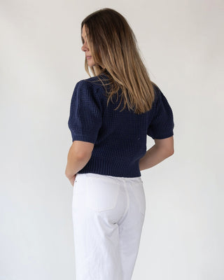 Simone Navy Waffle Knit Sweater - Final Sale - JO+CO