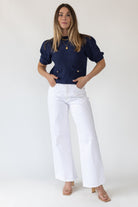 Simone Navy Waffle Knit Sweater - Final Sale - JO+CO