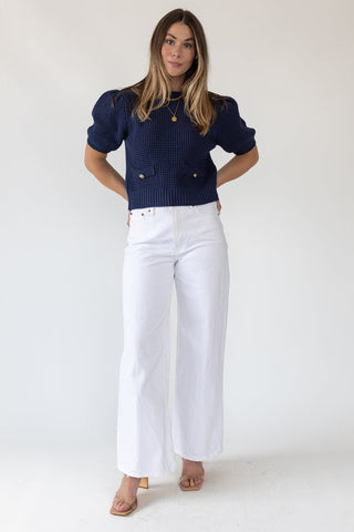 Simone Navy Waffle Knit Sweater - Final Sale - JO+CO
