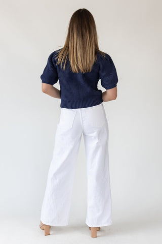 Simone Navy Waffle Knit Sweater - Final Sale - JO+CO