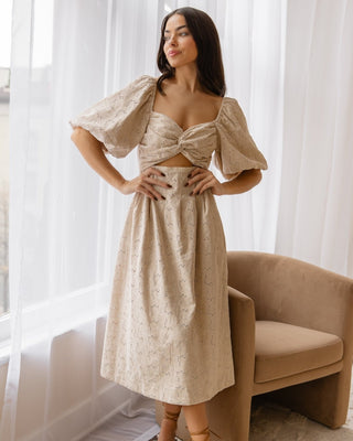 knotted casual dress Knotted Maxi Dress - Flower Printed Cotton