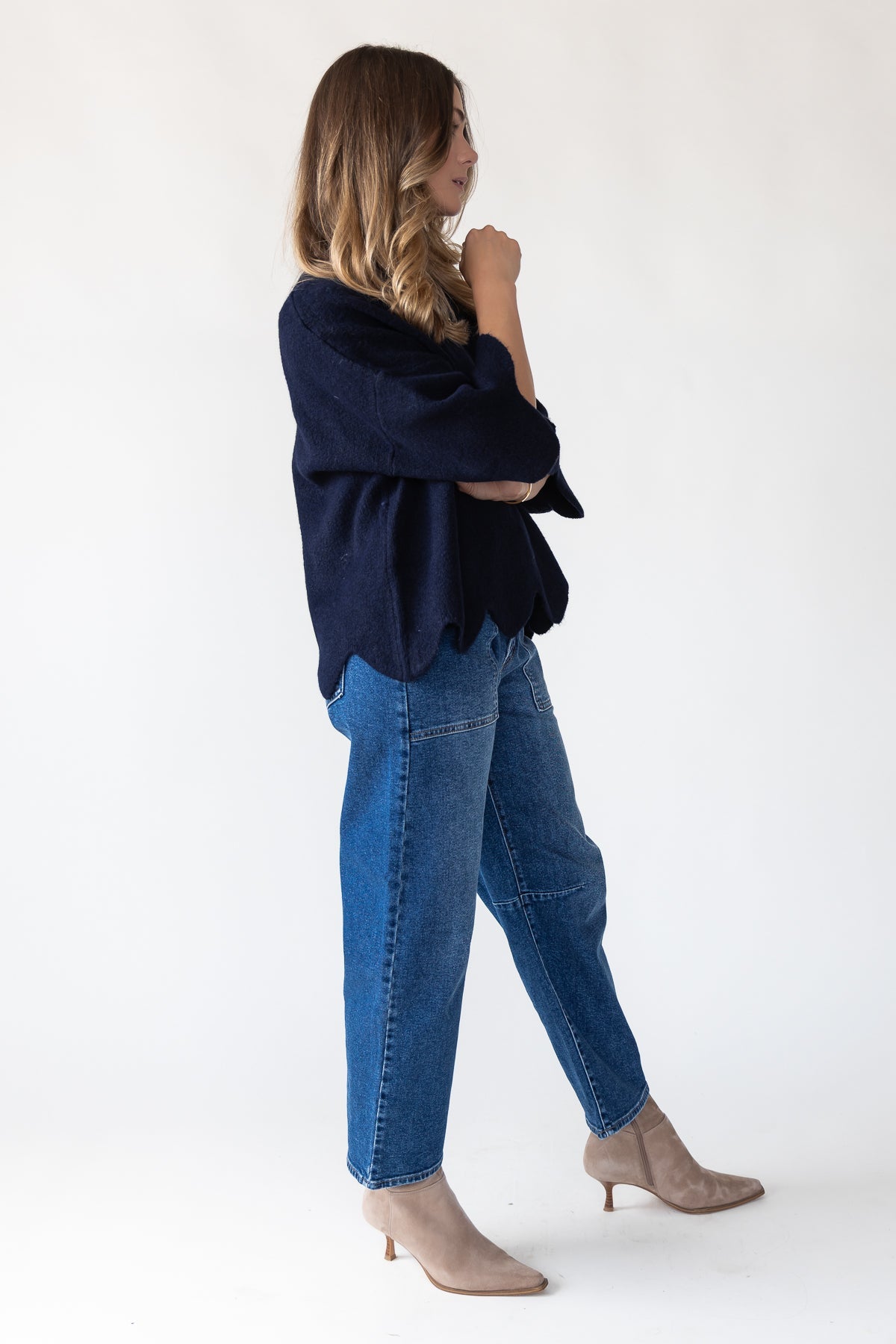 Sloane Navy Scallop Sweater - Final Sale - JO+CO
