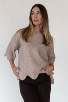 Sloane Taupe Scallop Hem Sweater - Final Sale - JO+CO