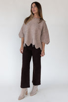 Sloane Taupe Scallop Hem Sweater - Final Sale - JO+CO