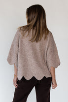 Sloane Taupe Scallop Hem Sweater - Final Sale - JO+CO