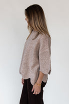 Sloane Taupe Scallop Hem Sweater - Final Sale - JO+CO