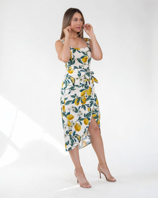 Sorrento Sun Lemon Print Midi Dress - Final Sale - JO+CO