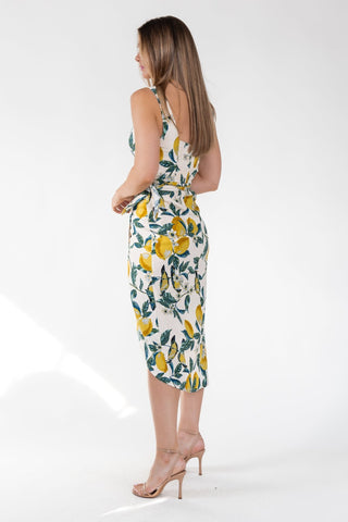 Sorrento Sun Lemon Print Midi Dress - Final Sale - JO+CO