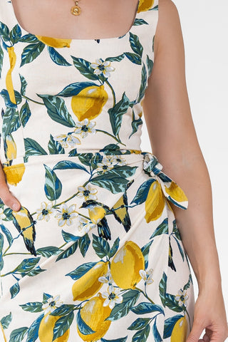 Sorrento Sun Lemon Print Midi Dress - Final Sale - JO+CO