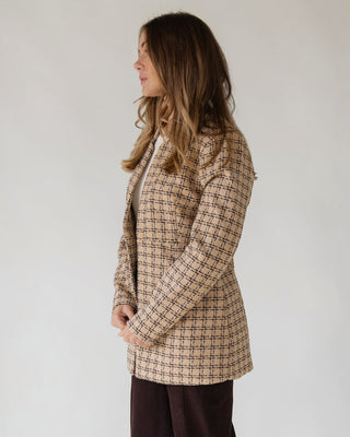 Sutton Grid Blazer — Camel Plaid - JO+CO