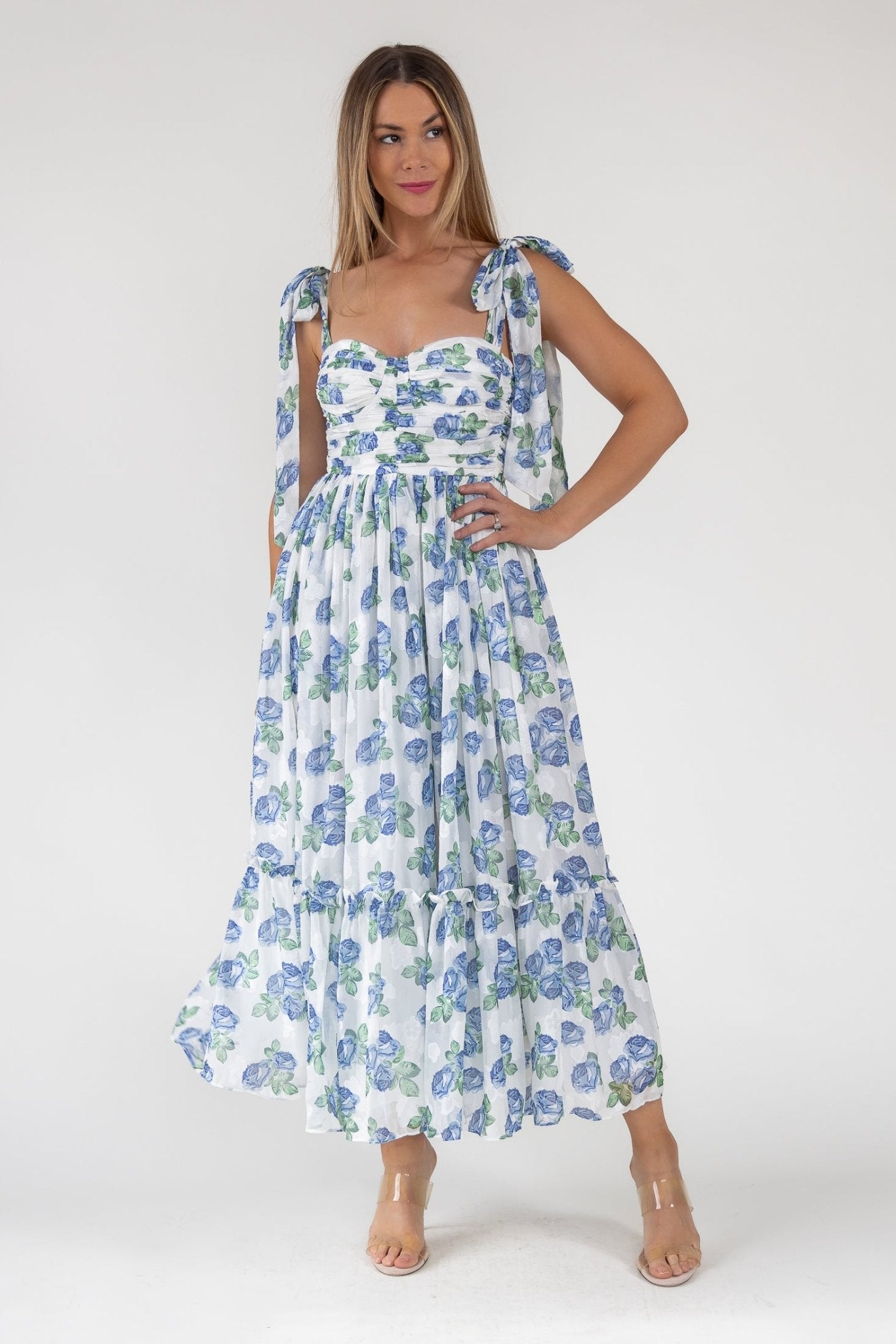 Sweet Serenade Blue Floral Maxi Dress - Final Sale - JO+CO