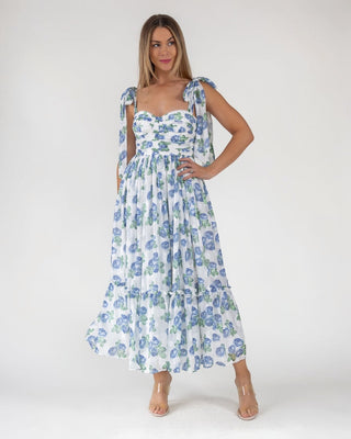 Sweet Serenade Blue Floral Maxi Dress - Final Sale - JO+CO