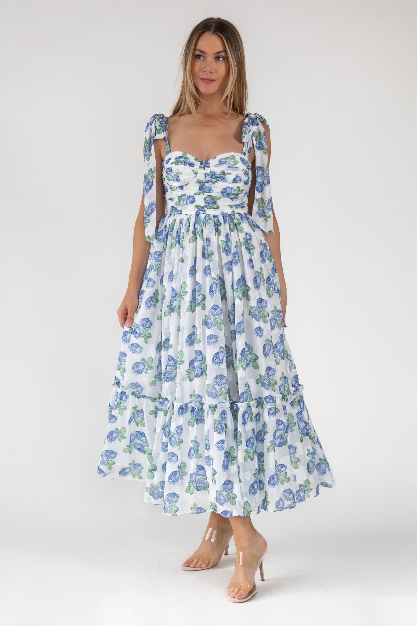 Sweet Serenade Blue Floral Maxi Dress - Final Sale - JO+CO