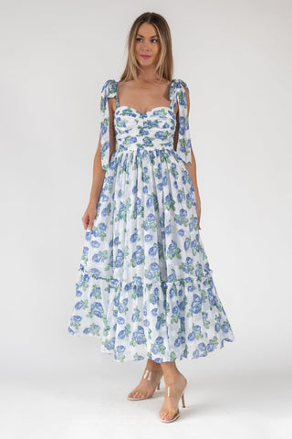 Sweet Serenade Blue Floral Maxi Dress - Final Sale - JO+CO
