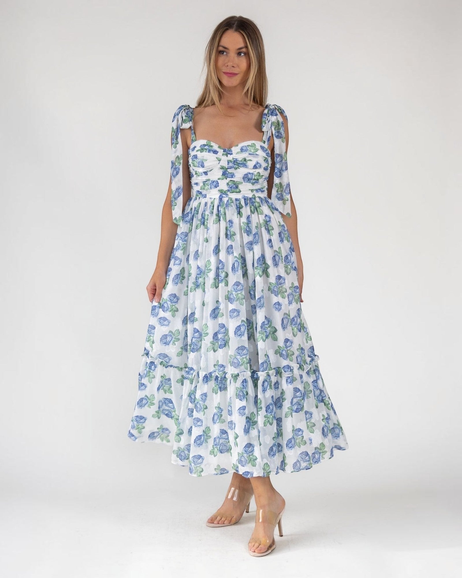 floral midi maxi dress Jasmine Floral Satin Dress