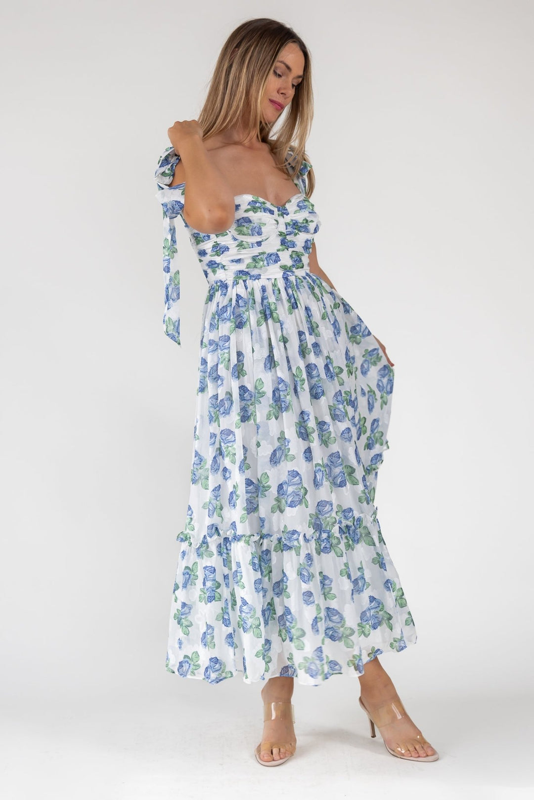 Sweet Serenade Blue Floral Maxi Dress - Final Sale - JO+CO
