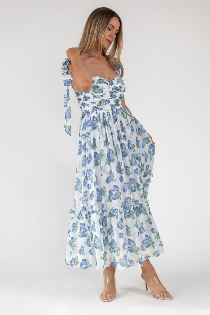 Sweet Serenade Blue Floral Maxi Dress - Final Sale - JO+CO