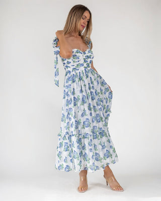 Sweet Serenade Blue Floral Maxi Dress - Final Sale - JO+CO