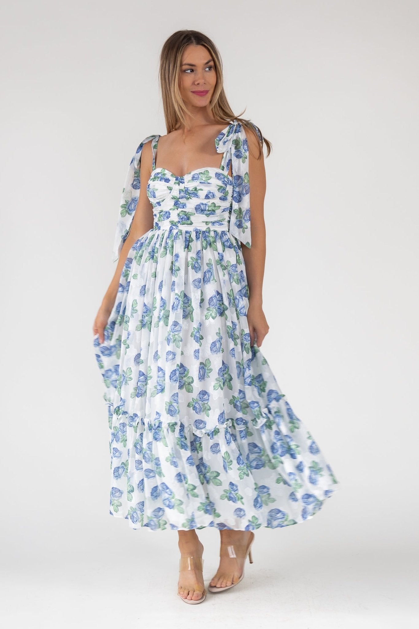 Sweet Serenade Blue Floral Maxi Dress - Final Sale - JO+CO