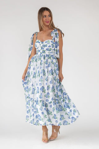 Sweet Serenade Blue Floral Maxi Dress - Final Sale - JO+CO