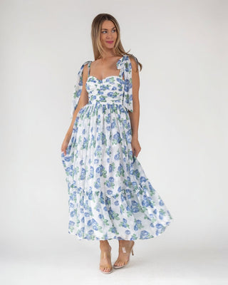 Sweet Serenade Blue Floral Maxi Dress - Final Sale - JO+CO
