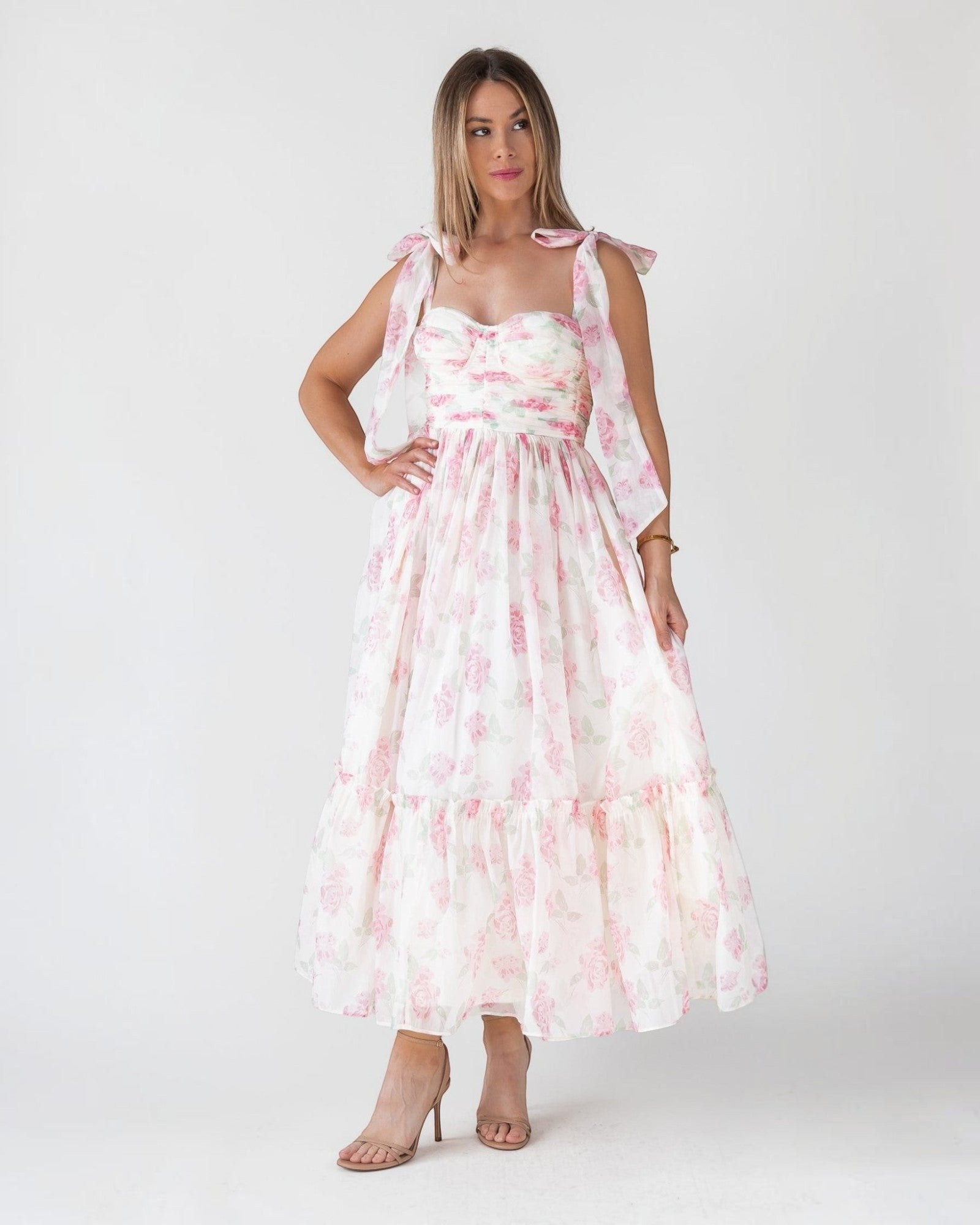 floral pink maxi dress Sweet Serenade Blush Floral Maxi Dress - Enchanting Elegance