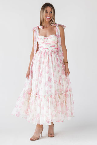 Sweet Serenade Blush Floral Maxi Dress - Enchanting Elegance | JO+CO S Sweet Serenade Blush Floral Maxi Dress - Enchanting Elegance | JO+CO S
