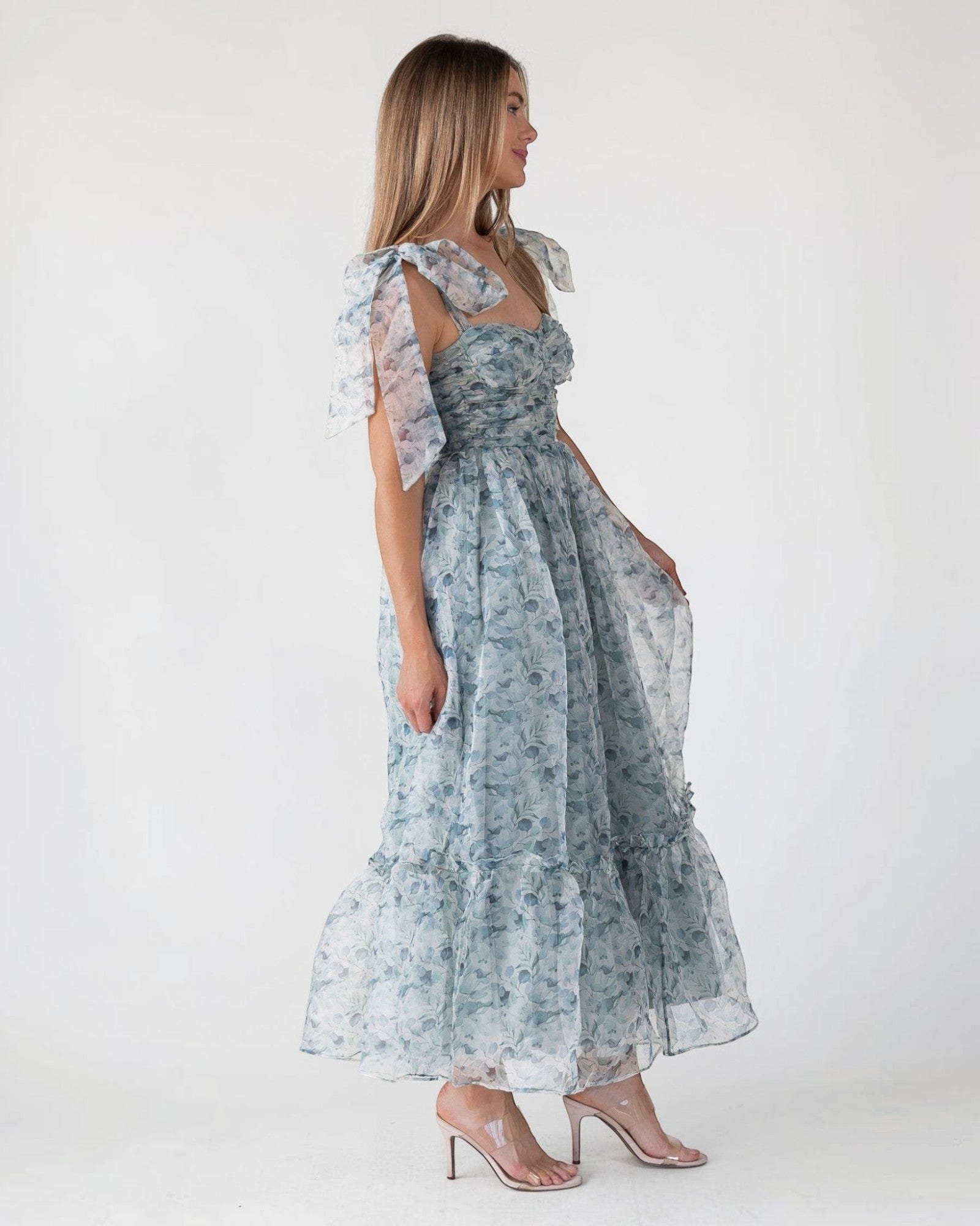 blue floral corset dress Strapless Embroidered Floral Corset Dress Blue