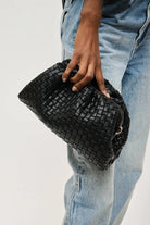 Tate Woven Frame Clutch: Black - JO+CO