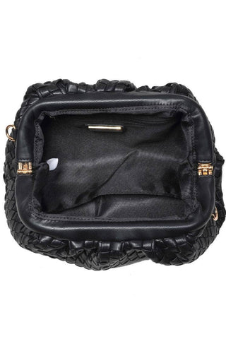 Tate Woven Frame Clutch: Black - JO+CO