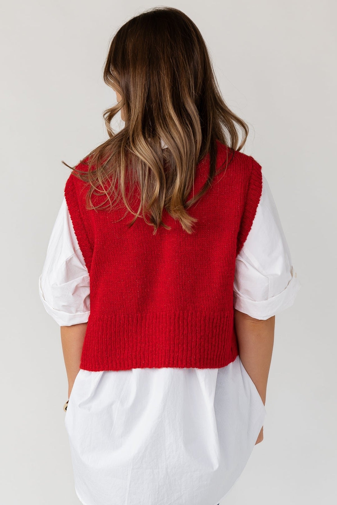 Tessa Sweater Vest - Red - JO+CO