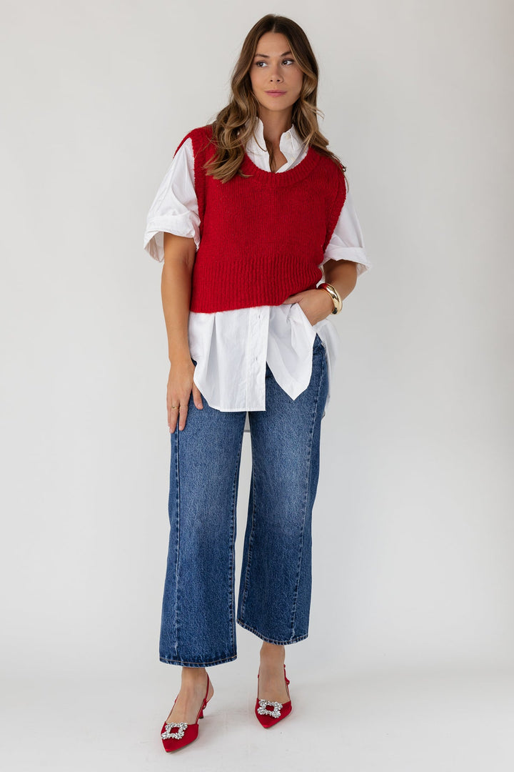 Tessa Sweater Vest - Red - JO+CO