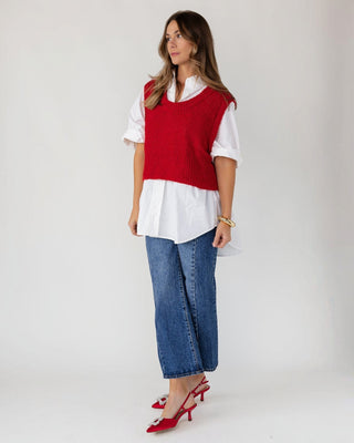 Tessa Sweater Vest - Red - JO+CO