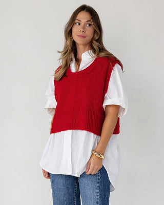 Tessa Sweater Vest - Red - JO+CO