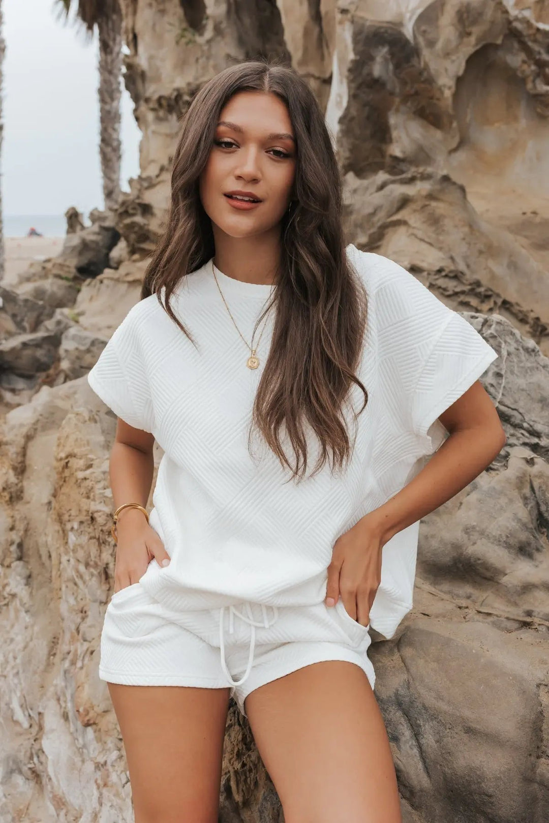 Weekend Vibe White Textured Sweater Top - JO+CO