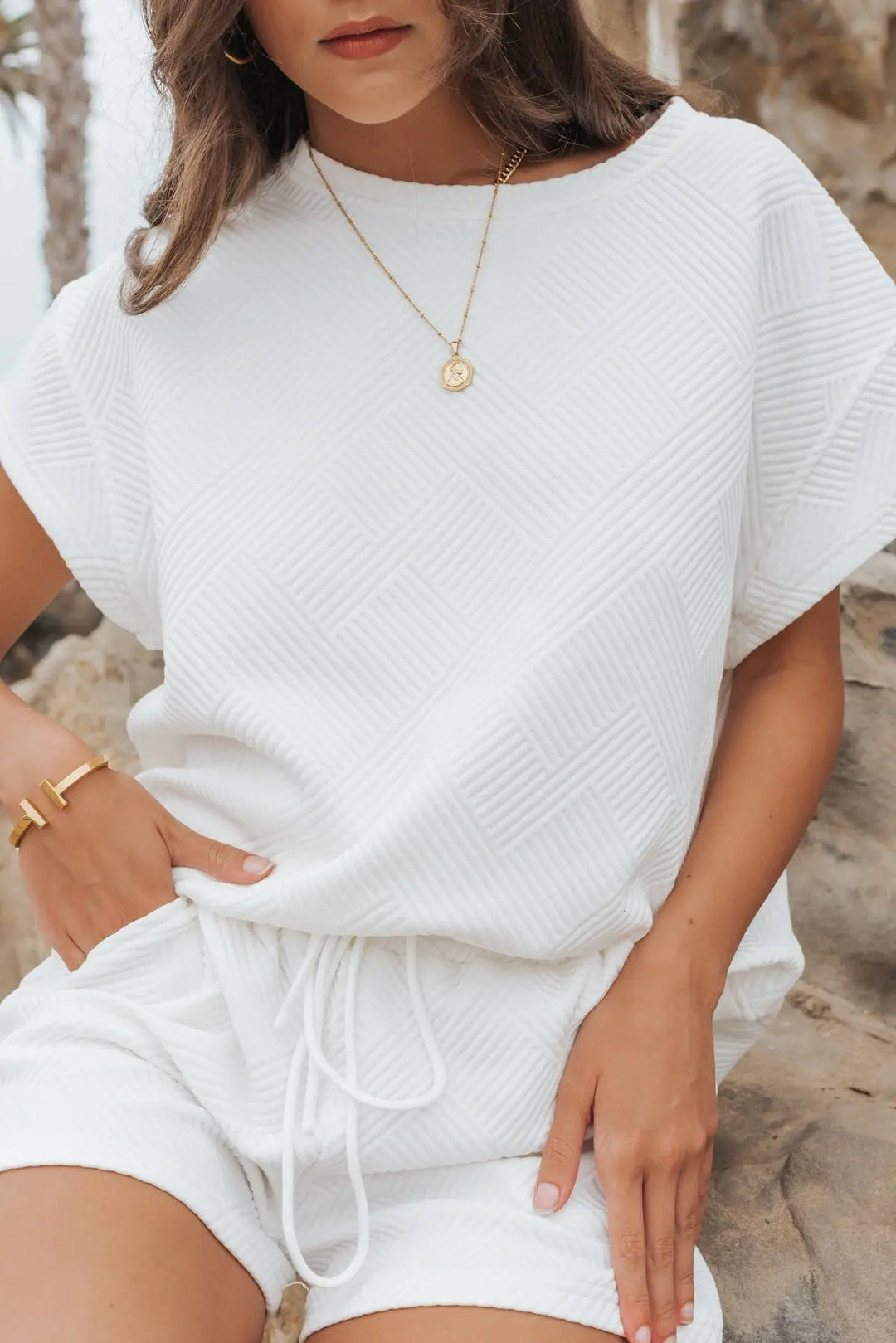 Weekend Vibe White Textured Sweater Top - JO+CO
