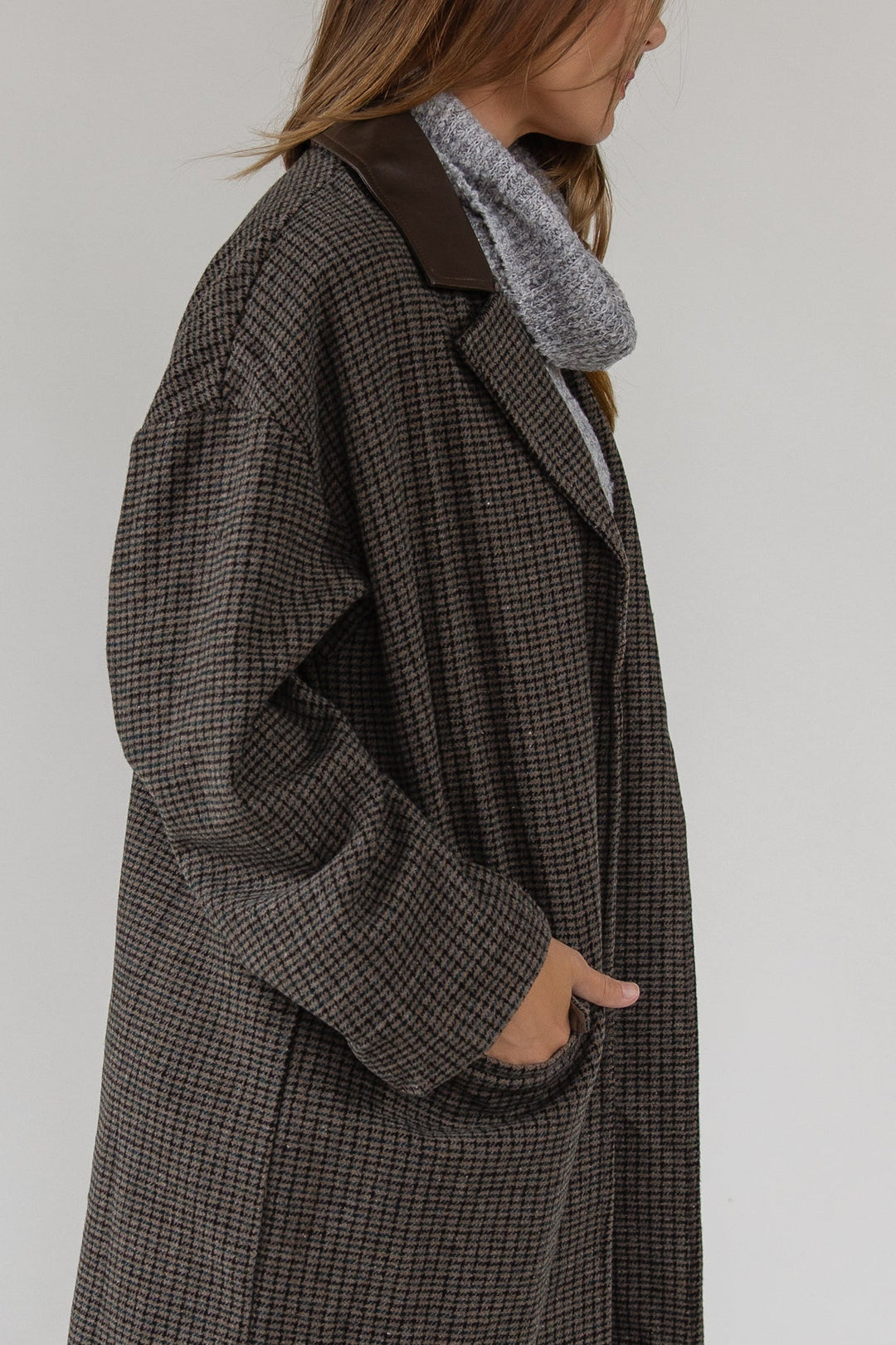Wells Grey Check Oversized Coat - JO+CO