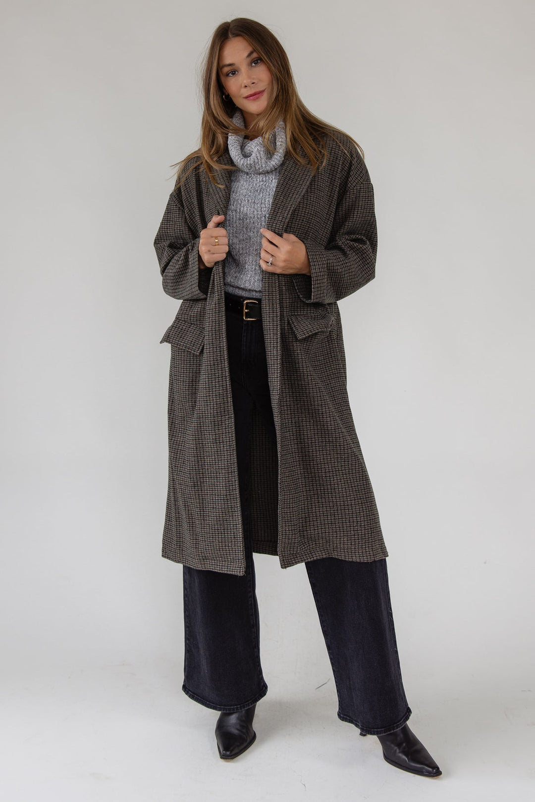 Wells Grey Check Oversized Coat - JO+CO