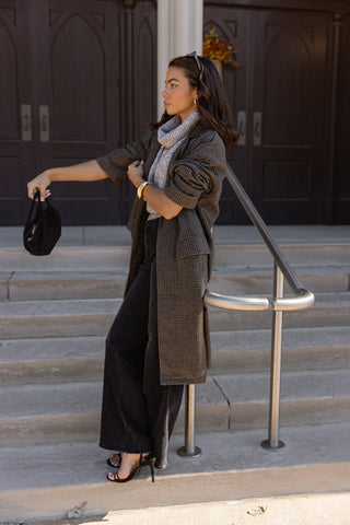 Wells Grey Check Oversized Coat - JO+CO