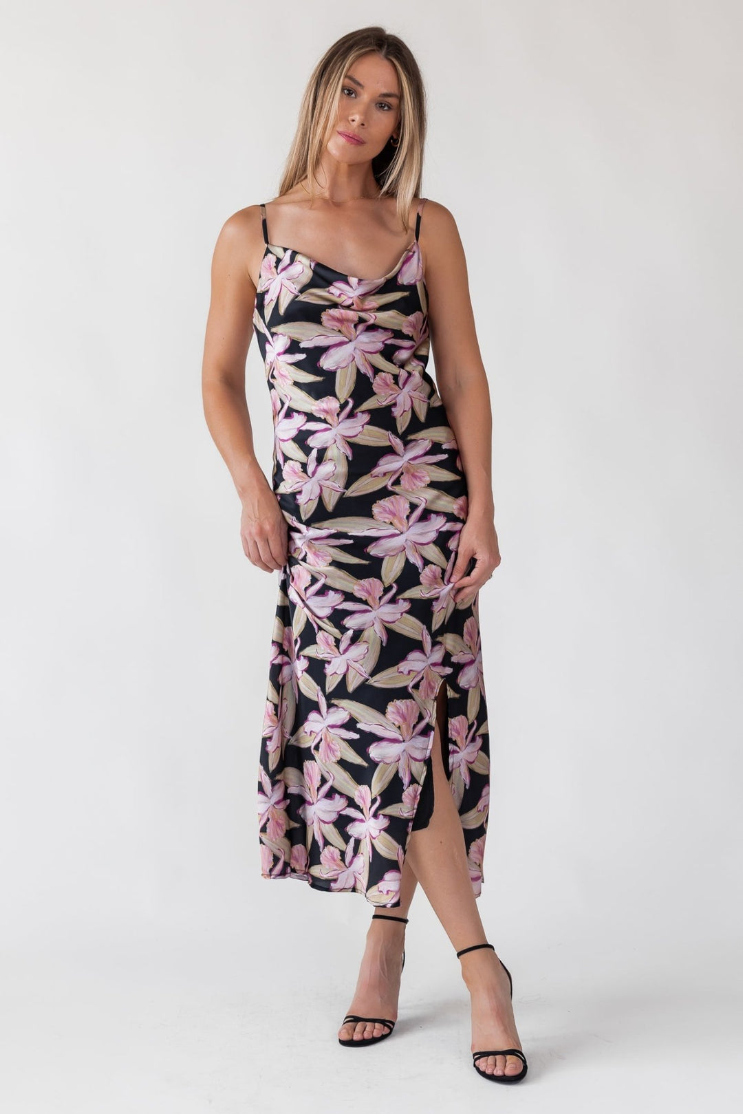 Willah Black Floral Midi Dress - Final Sale - JO+CO