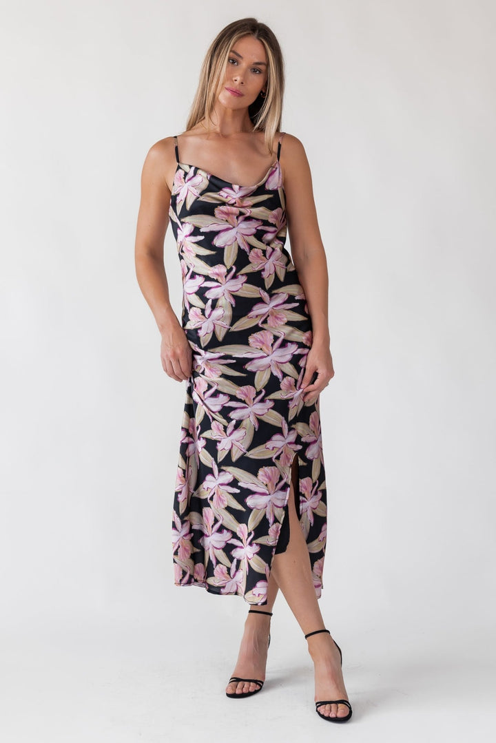 Willah Black Floral Midi Dress - Final Sale - JO+CO