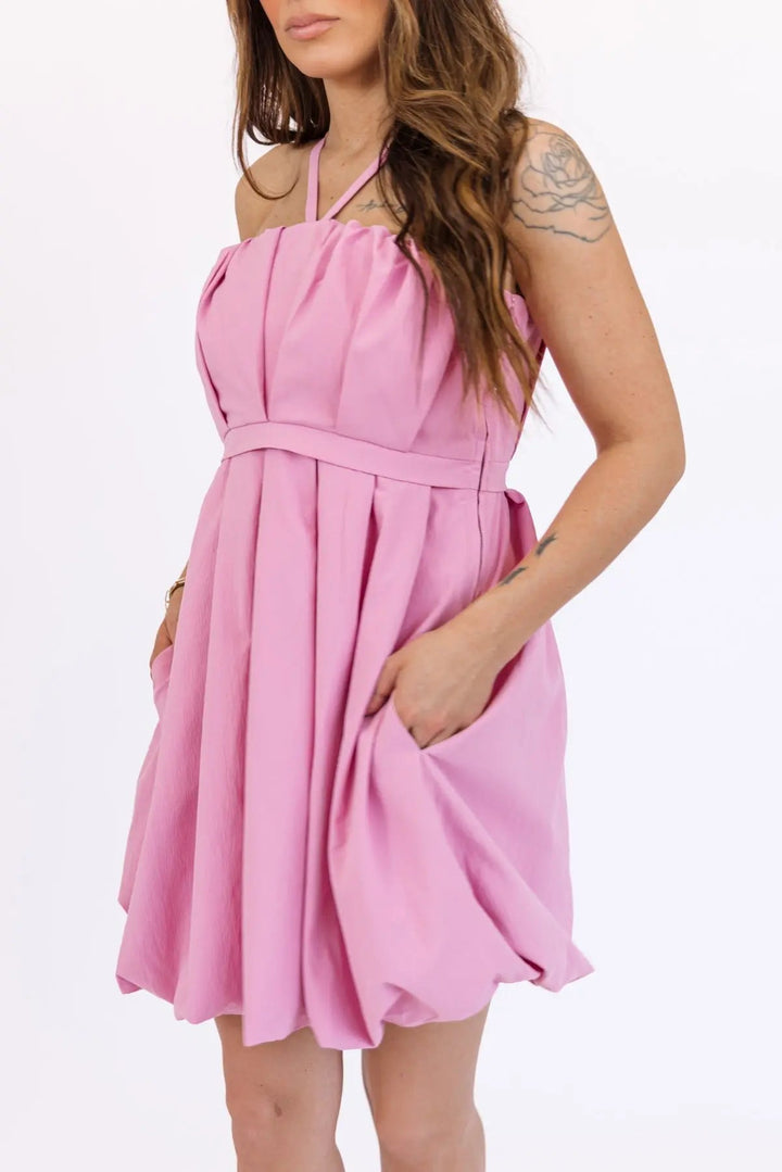 Wren Pink Bubble Hem Mini Dress - FINAL SALE - JO+CO