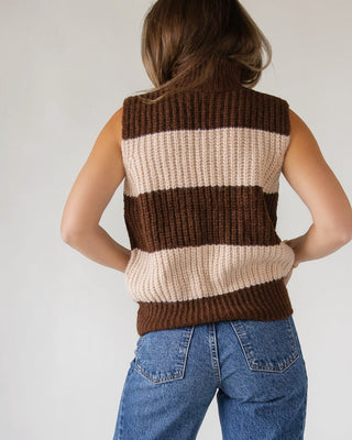 Wren Sweater Vest — Cocoa/Cream - JO+CO