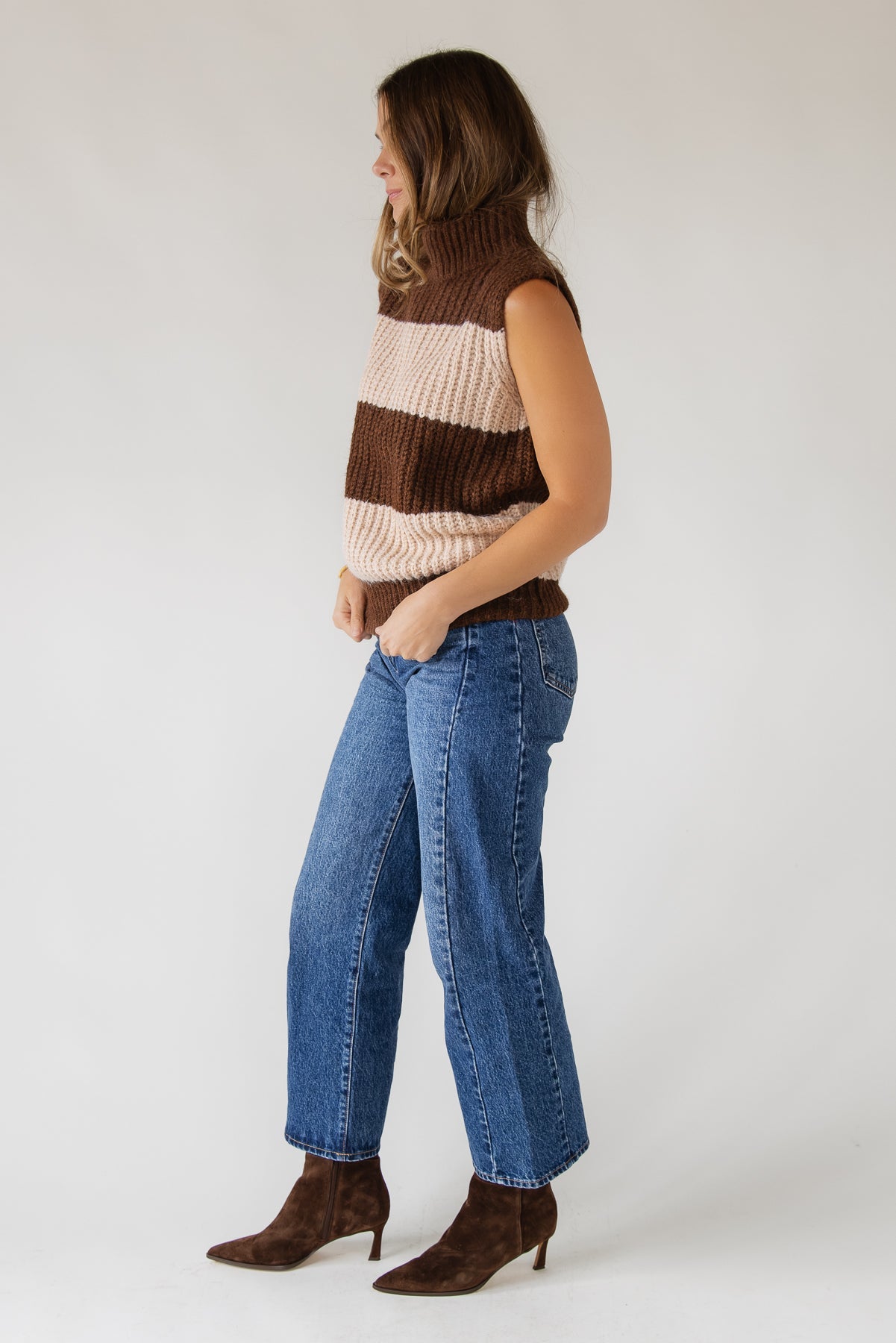 Wren Sweater Vest — Cocoa/Cream - JO+CO