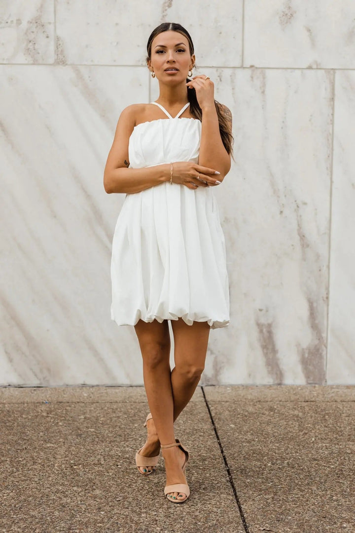 Wren White Bubble Hem Mini Dress - FINAL SALE - JO+CO